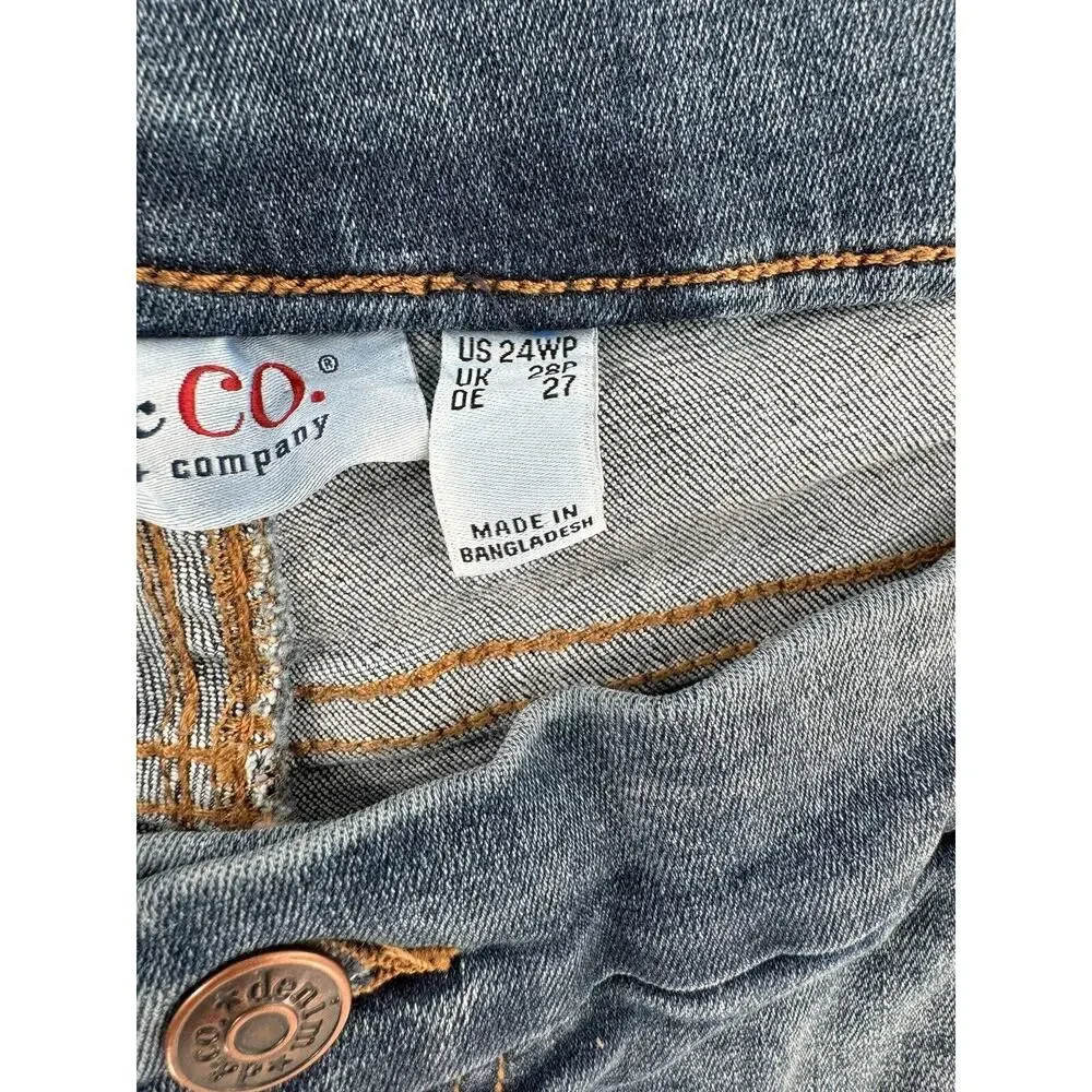 D & Co Pull On Denim Jeans Sz 24WP Plus Size 36/27 Distressed Stretch NWT - Picture 6 of 16